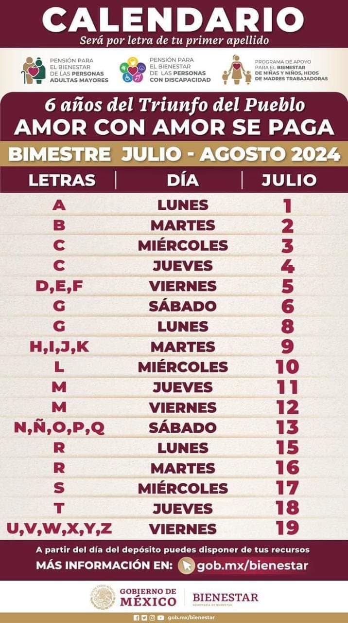 ESTE LUNES INICIA PAGO DE PENSIONES DEL BIENESTAR DEL BIMESTRE JULIO_AGOSTO
