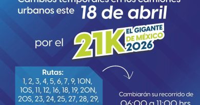 🚧 ¡Toma precauciones! Cambios en rutas de camiones por el 21K “El Gigante de México” 🏃‍♂️